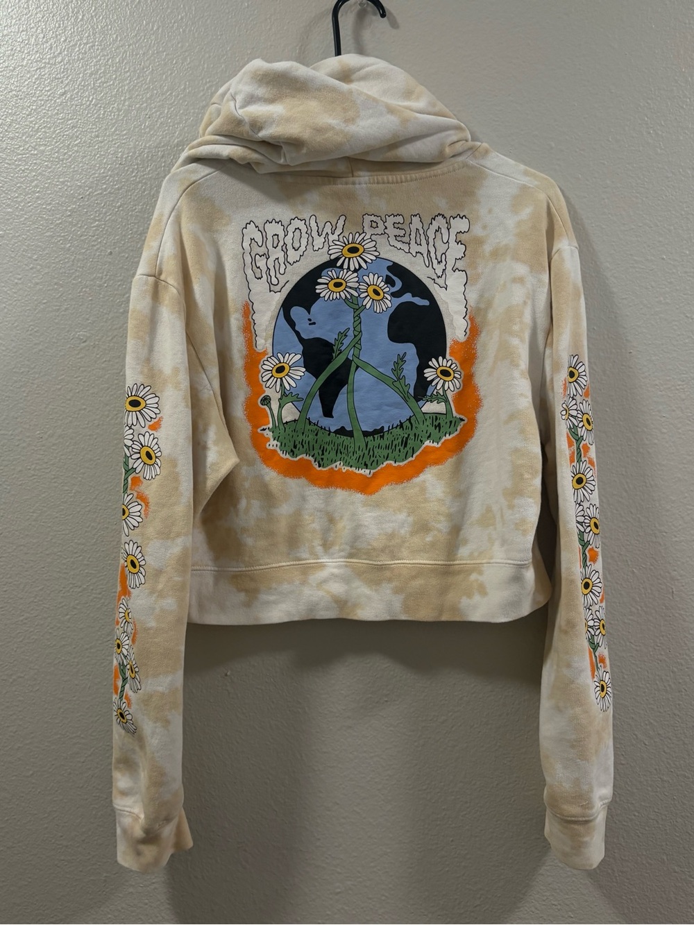 Empyre Beige Tie-Dye Grow Peace Daisy Hoodie